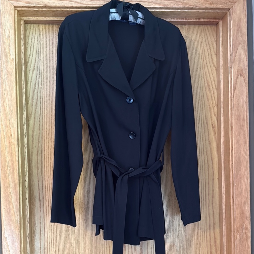 Hillard & Hanson Black dress jacket with Tie Belt